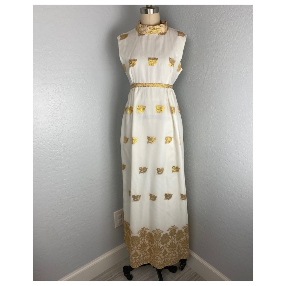 Vintage White With Gold Detail Greek Goddess Dress